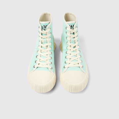 Overhead view of Roz Light green recycled cotton sneakers