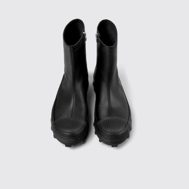 Overhead view of Traktori Black Leather Boots