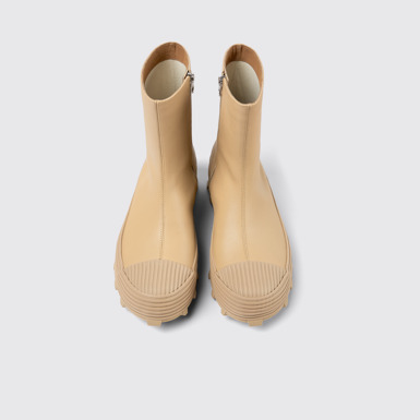 Overhead view of Traktori Beige leather boots