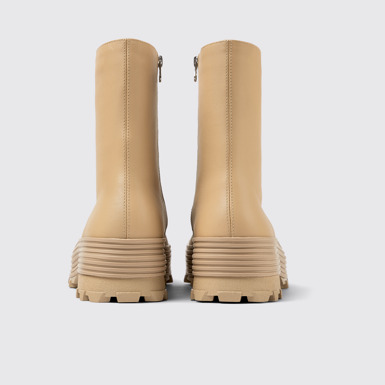 Back view of Traktori Beige leather boots
