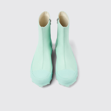 Overhead view of Traktori Light green leather boots