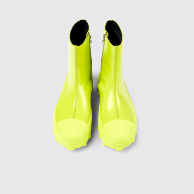 Overhead view of Traktori Green Leather Zip Boot