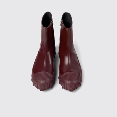 Overhead view of Traktori Burgundy Leather Boots