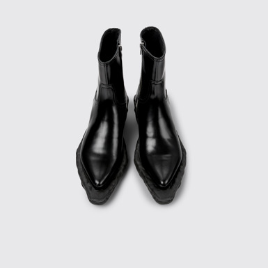 Overhead view of Venga Black Leather Boots