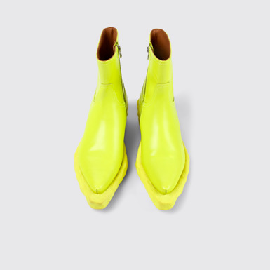 Overhead view of Venga Green Leather Zip Bootie