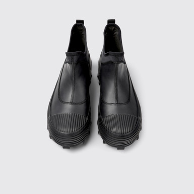 Overhead view of Traktori Black ankle boots