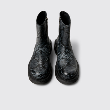 Overhead view of Vamonos Gray-Black Leather Boots