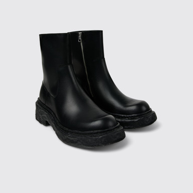 Front view of CAMPERLAB VAMONOS Black Leather Boots