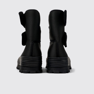 Back view of Traktori Black Textile Medium Boot