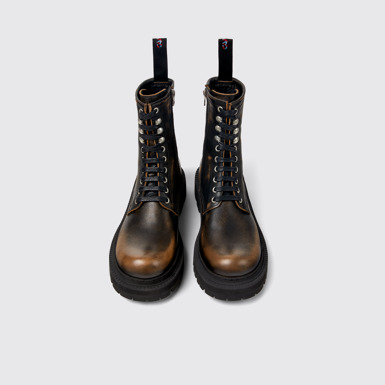 Overhead view of Eki Three-Toned Brushed Leather Boots