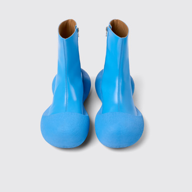 Overhead view of Caramba Blue Leather Boots