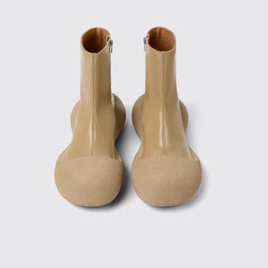 Overhead view of Caramba Beige Leather Boots