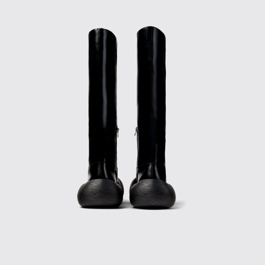 Back view of Caramba Black Leather Knee-High Boots