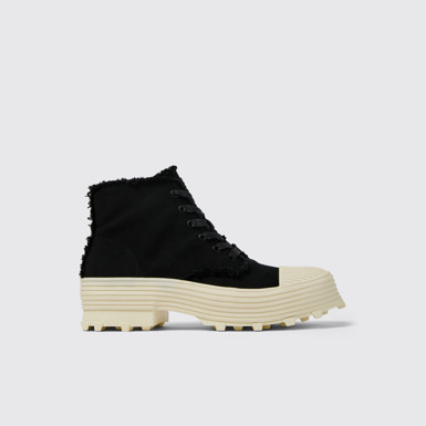 Side view of TRAKTORI Black TENCEL™ Boots