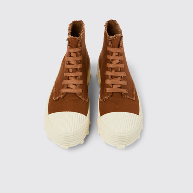 Overhead view of TRAKTORI Terracotta TENCEL™ Boots