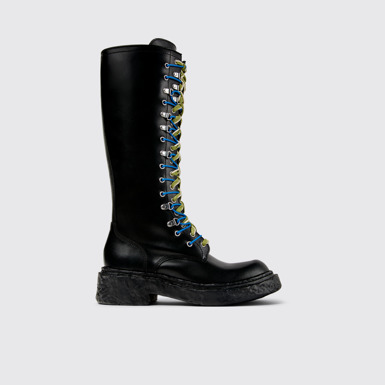 Side view of CAMPERLAB VAMONOS Black Leather High Boots