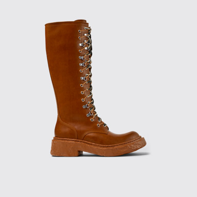 Side view of CAMPERLAB VAMONOS Brown Leather High Boots