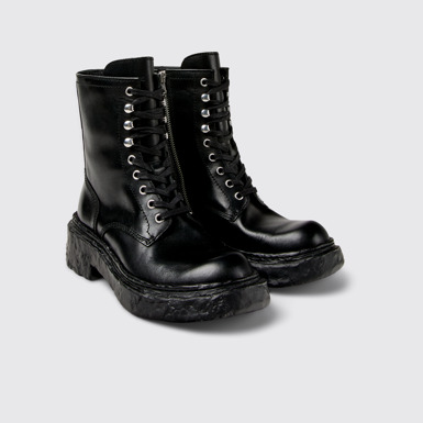 Front view of CAMPERLAB VAMONOS Black Leather Medium Boots