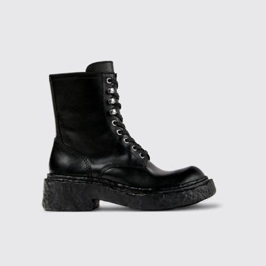 Side view of CAMPERLAB VAMONOS Black Leather Medium Boots