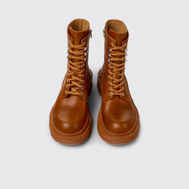 Overhead view of CAMPERLAB VAMONOS Brown Leather Medium Boots