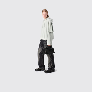CAMPERLAB BAGS Geantă de umăr tip acordeon, din piele, negru