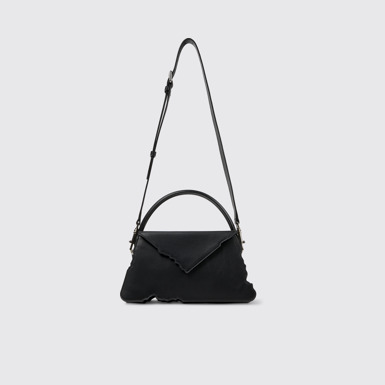 Side view of CAMPERLAB BAGS Black leather accordion shoulder bag