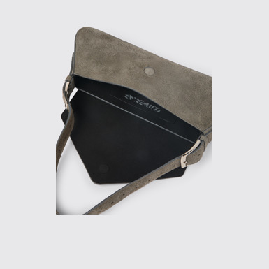 Overhead view of CAMPERLAB BAGS Gray suede handbag