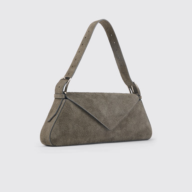 Front view of CAMPERLAB BAGS Gray suede handbag