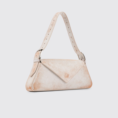 Front view of CAMPERLAB BAGS White cracked leather handbag