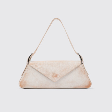 Side view of CAMPERLAB BAGS White cracked leather handbag