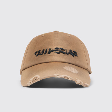 Front view of CAMPERLAB CAP Beige sprayed cap