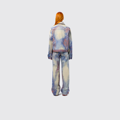 Denim Jacket  Blue-Beige-Red Denim Jacket