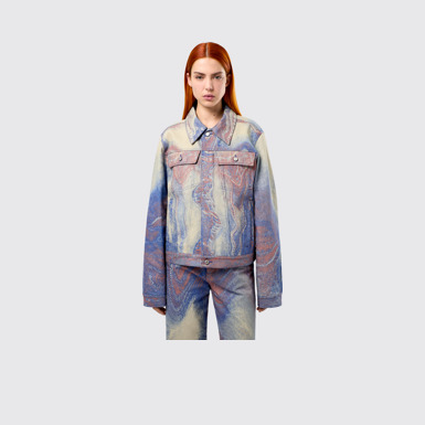 Denim Jacket  Blue-Beige-Red Denim Jacket