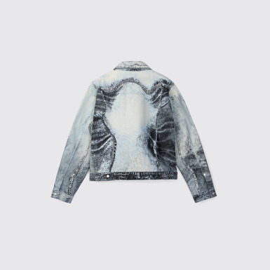 Back view of Denim Jacket Blue-Black Denim Jacket