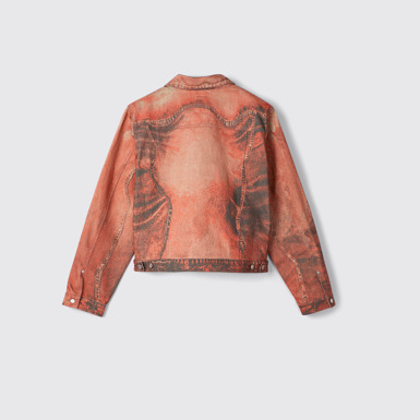 Back view of Denim Jacket Burnt Orange Denim Jacket