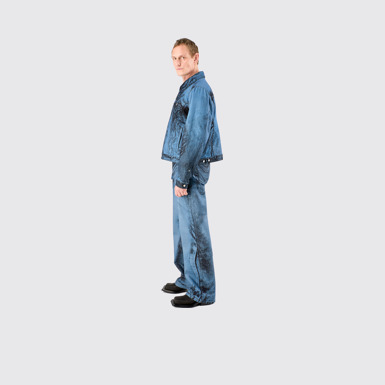 Denim Jacket  Dark Blue-Black Distorted Print Denim Jacket
