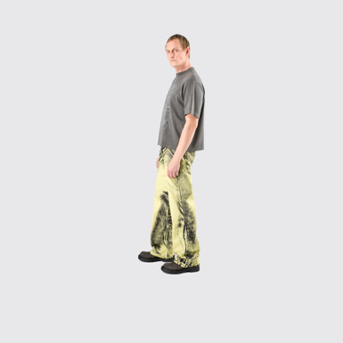 Denim Jeans Yellow-Black Distorted Print Denim Jeans
