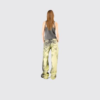 Denim Jeans Yellow-Black Distorted Print Denim Jeans