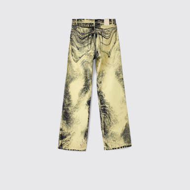 Back view of Denim Jeans Yellow-Black Distorted Print Denim Jeans