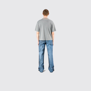 Denim Jeans Dark Blue-Black Distorted Print Denim Jeans