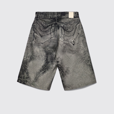 Back view of Denim Shorts Black-Gray Denim Shorts