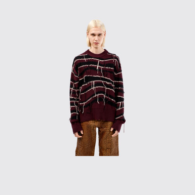 INTARSIA KNIT SWEATER  Brown Organic Cotton Knit Sweater