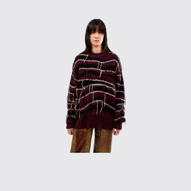 INTARSIA KNIT SWEATER  Brown Organic Cotton Knit Sweater