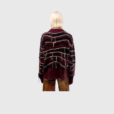 INTARSIA KNIT SWEATER  Brown Organic Cotton Knit Sweater