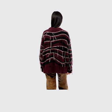 INTARSIA KNIT SWEATER  Brown Organic Cotton Knit Sweater