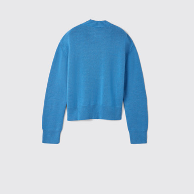 Back view of Melange Knit Sweater Blue Melange Knit Sweater