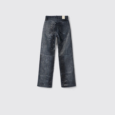 Back view of Leather Pants Dark Gray Leather Trousers
