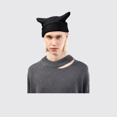Knit Hat Black Melange Knit Hat (One Size)