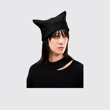 Knit Hat Black Melange Knit Hat (One Size)