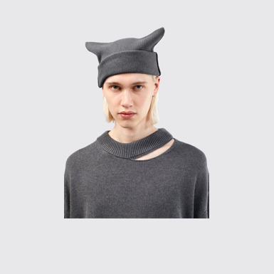 Knit Hat Gray Melange Knit Hat (One Size)